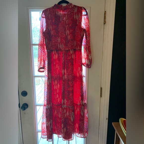 Loft Long Sleeve Maxi Dress Red Size 4 - Picture 2 of 3
